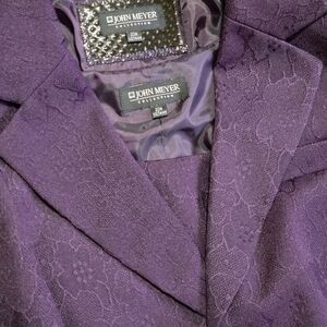 John Meyer Purple Floral Jacquard Plus Size 20W Skirt Suit Set 2 Piece